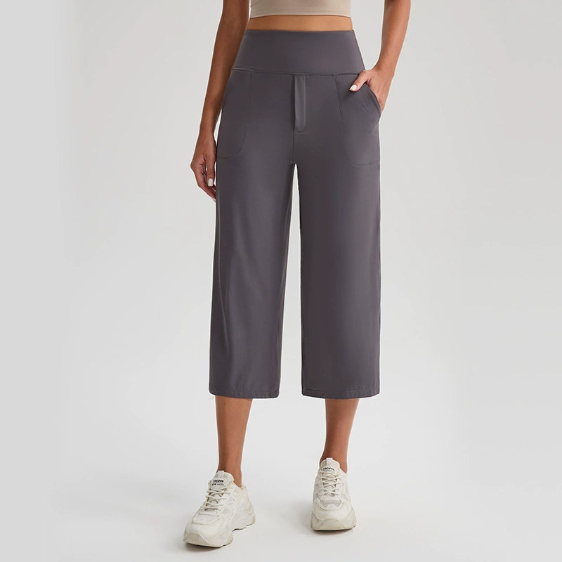 Women's High-Waist Wide-Leg Capri Pants