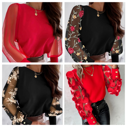 ELISE™ – Women's Glamorous Mesh Sleeve Top