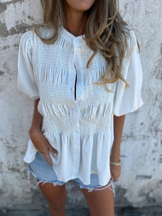ELIZA™ – Women's Pleated Button-Up Blouse
