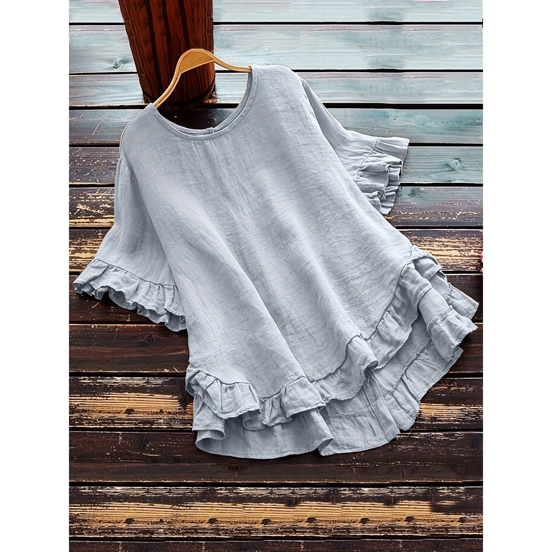 EVITA™ – Women's Plus Size Ruffle Hem Summer Blouse