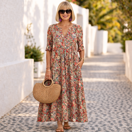 Dahlia | Elegant Floral Summer Dress with Pockets