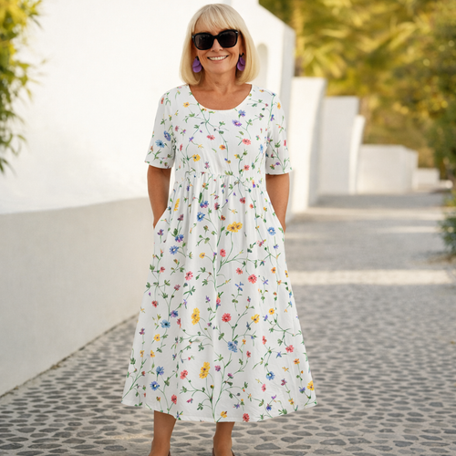 Wren | Elegant Floral Midi Dress – Timeless & Effortless