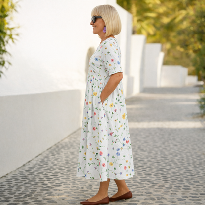 Wren | Elegant Floral Midi Dress – Timeless & Effortless
