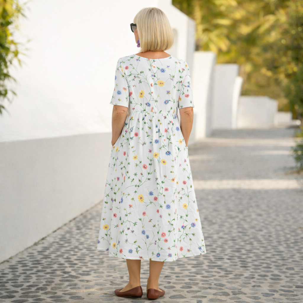 Wren | Elegant Floral Midi Dress – Timeless & Effortless