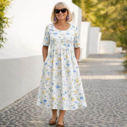 Wren | Elegant Floral Midi Dress – Timeless & Effortless