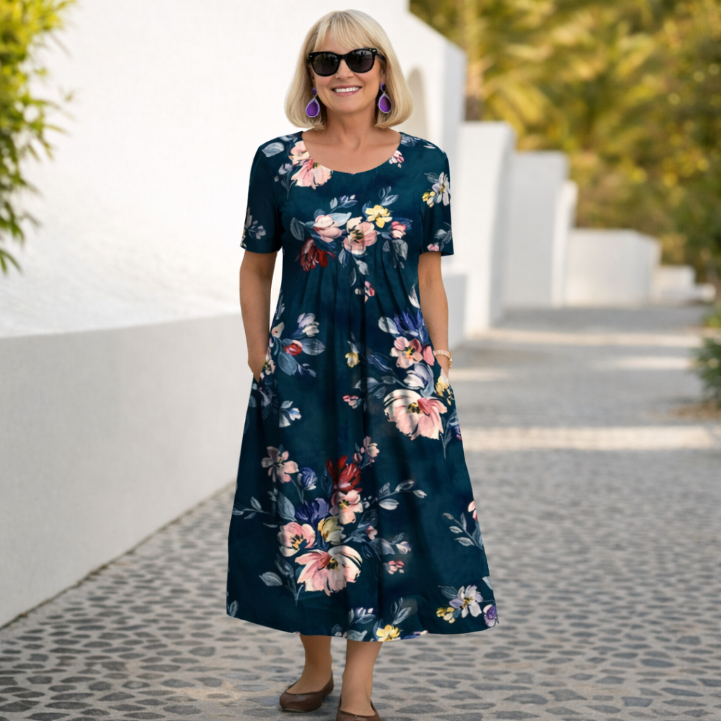 Wren | Elegant Floral Midi Dress – Timeless & Effortless