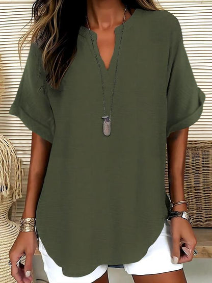 GENNEVA™ – Women's Casual Plain Short Sleeve Blouse
