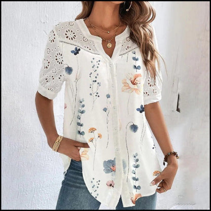 ANNELISE™ – Women's Casual Lace Print Blouse