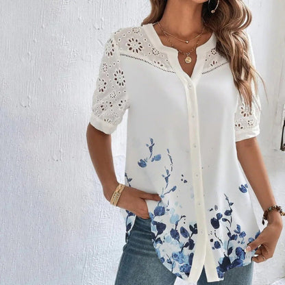 ANNELISE™ – Women's Casual Lace Print Blouse