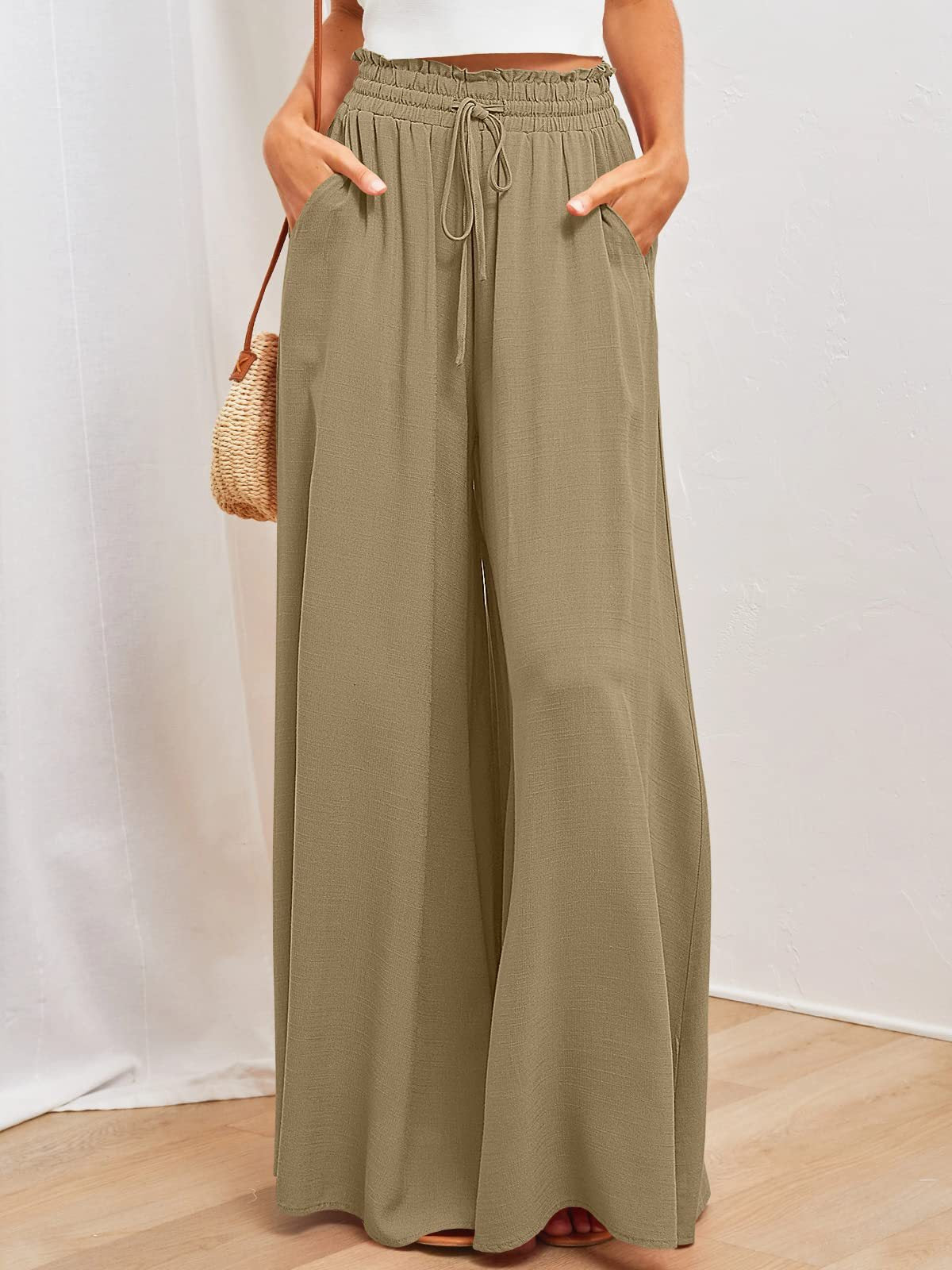 Solid Color High Waist Pants