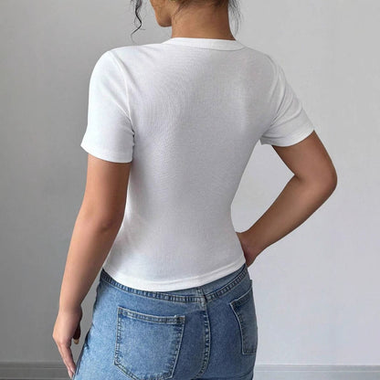 HATI™ – Women's Relaxed Summer Short Sleeve Buttoned Top