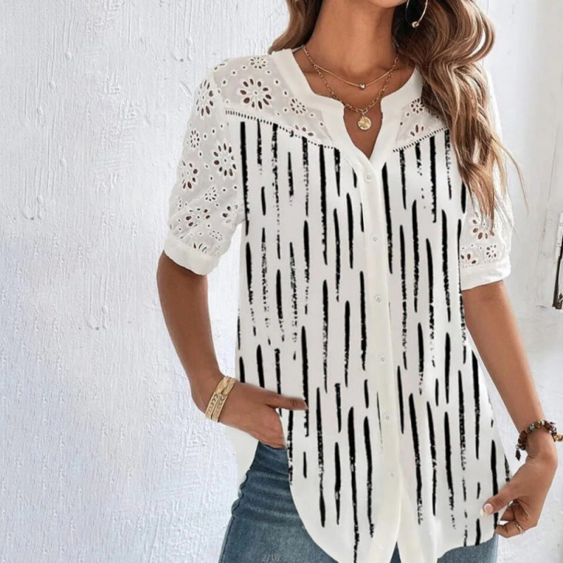ANNELISE™ – Women's Casual Lace Print Blouse
