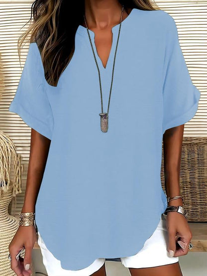 GENNEVA™ – Women's Casual Plain Short Sleeve Blouse