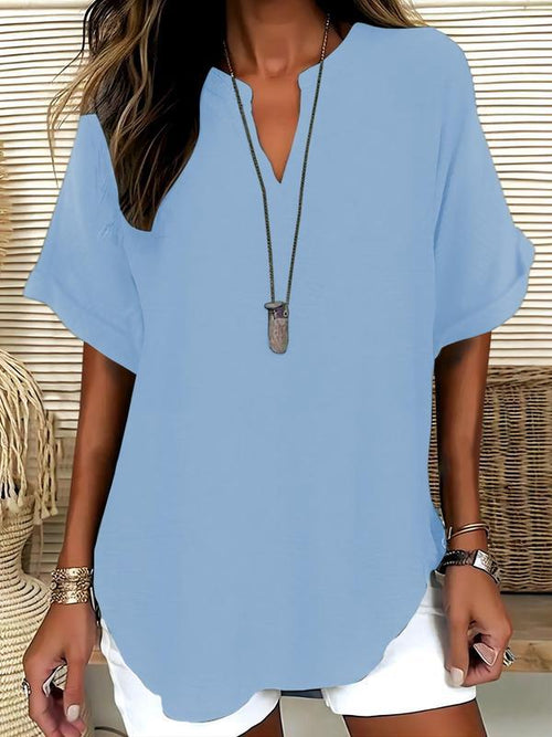 GENNEVA™ – Women's Casual Plain Short Sleeve Blouse