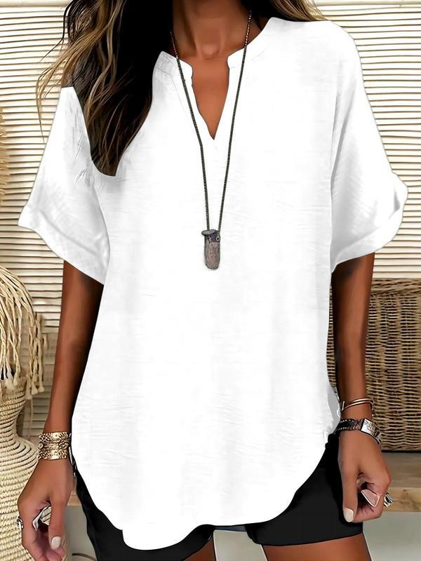 GENNEVA™ – Women's Casual Plain Short Sleeve Blouse