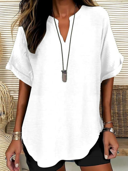 GENNEVA™ – Women's Casual Plain Short Sleeve Blouse