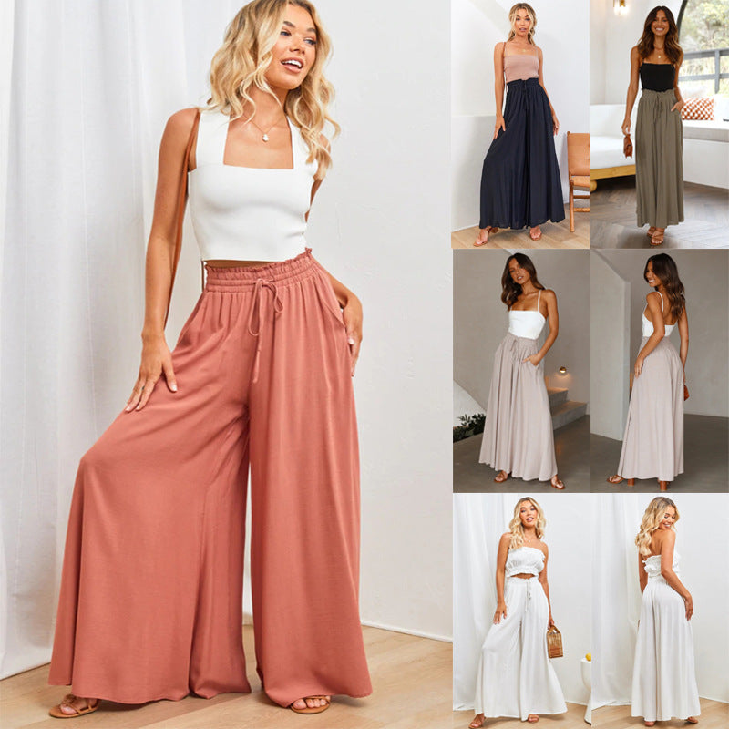 Solid Color High Waist Pants