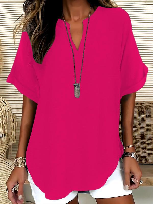 GENNEVA™ – Women's Casual Plain Short Sleeve Blouse