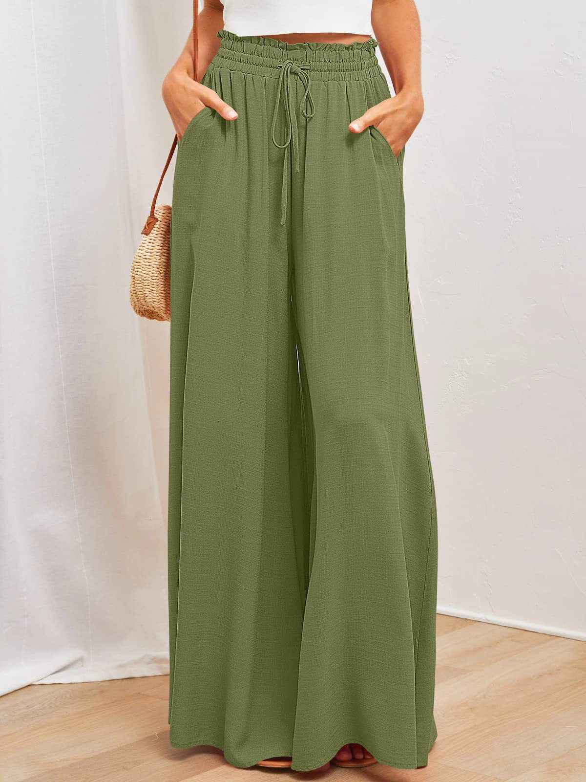 Solid Color High Waist Pants