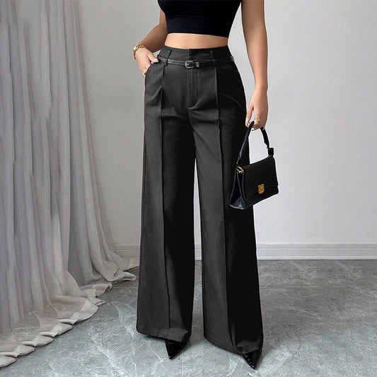 💼 All-Day Comfort for Office | Women‘s Wide-Leg Trousers with Belt | Stretchy & Elegant 🕛【-50%】