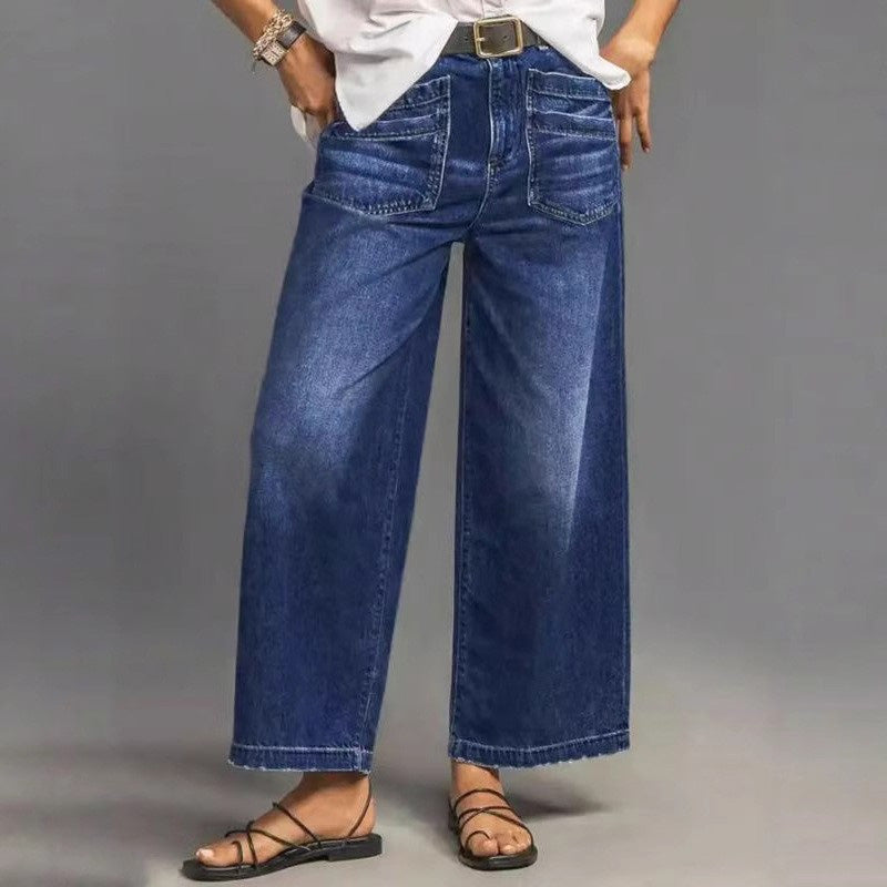 Women's Casual High-Rise Wide-Leg Jeans – Tummy Control, Elongated Silhouette & All-Day Comfort