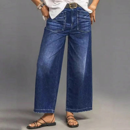 Women's Casual High-Rise Wide-Leg Jeans – Tummy Control, Elongated Silhouette & All-Day Comfort