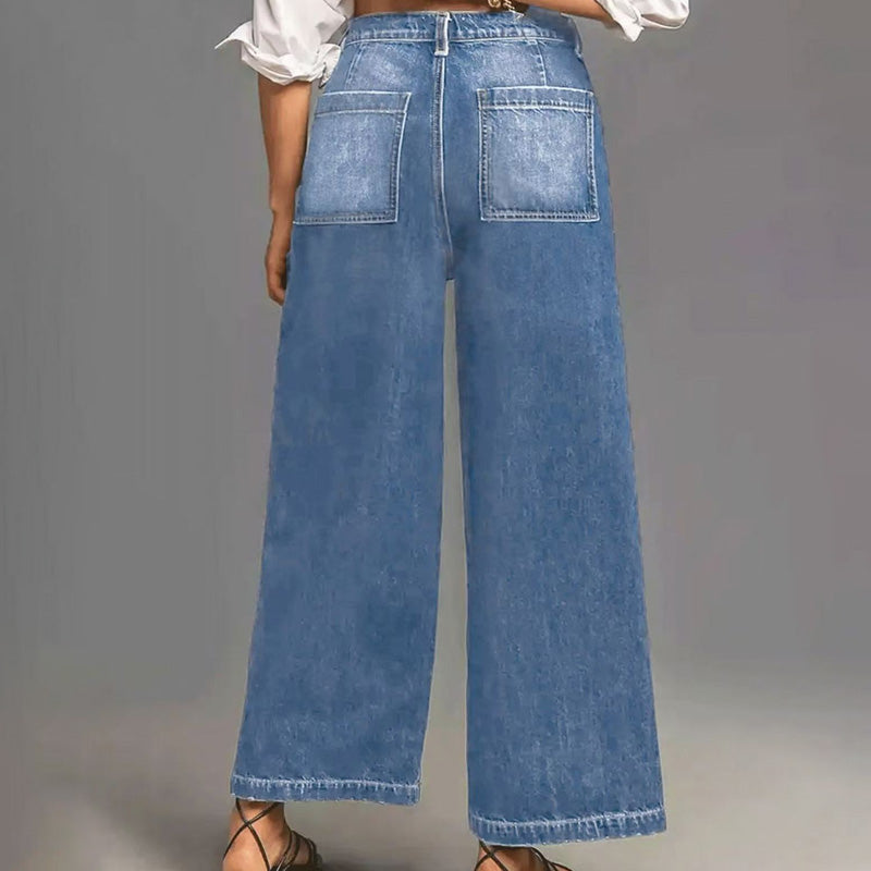Women's Casual High-Rise Wide-Leg Jeans – Tummy Control, Elongated Silhouette & All-Day Comfort