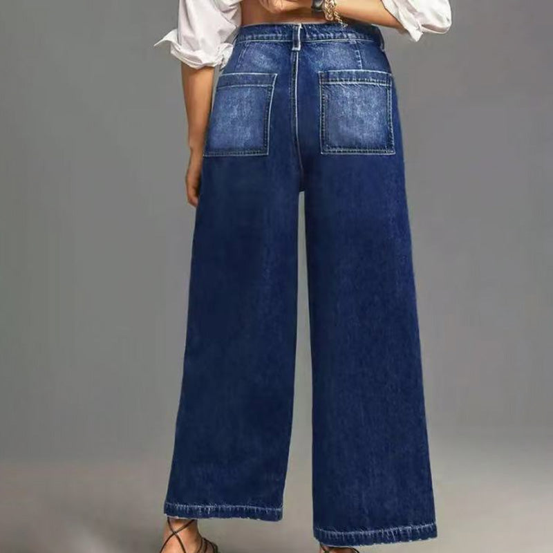 Women's Casual High-Rise Wide-Leg Jeans – Tummy Control, Elongated Silhouette & All-Day Comfort
