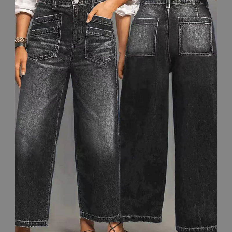 Women's Casual High-Rise Wide-Leg Jeans – Tummy Control, Elongated Silhouette & All-Day Comfort