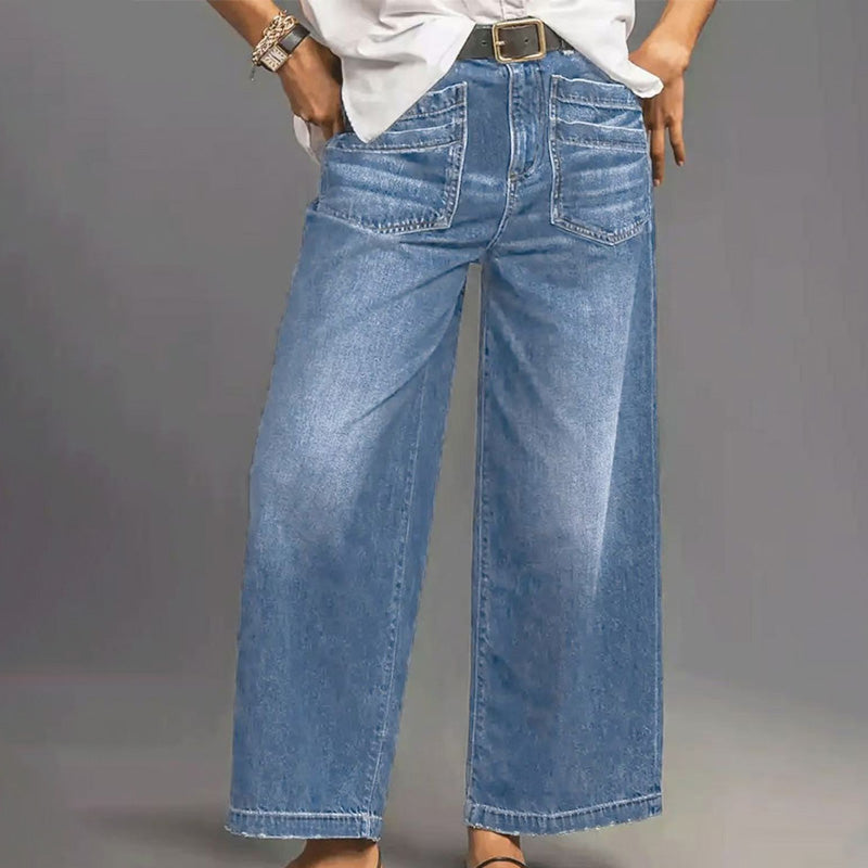Women's Casual High-Rise Wide-Leg Jeans – Tummy Control, Elongated Silhouette & All-Day Comfort