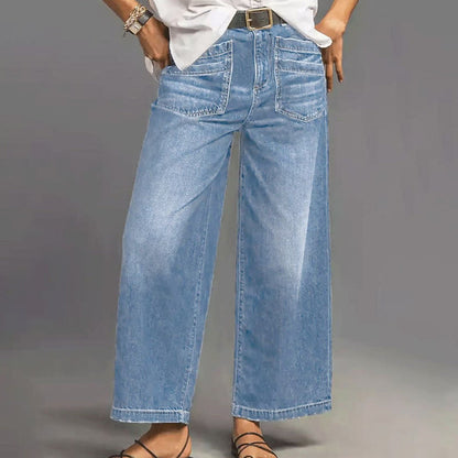 Women's Casual High-Rise Wide-Leg Jeans – Tummy Control, Elongated Silhouette & All-Day Comfort