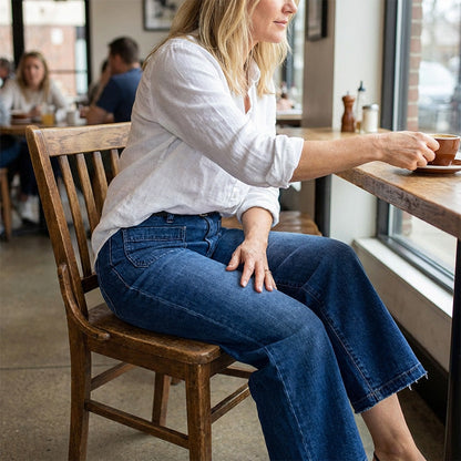 Women's Casual High-Rise Wide-Leg Jeans – Tummy Control, Elongated Silhouette & All-Day Comfort