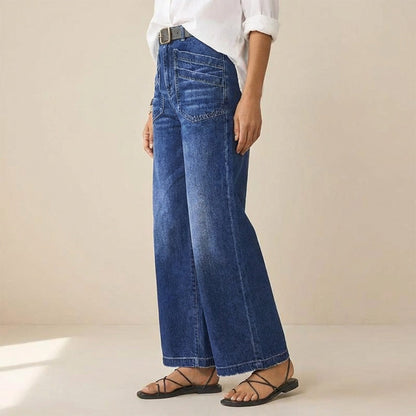 Women's Casual High-Rise Wide-Leg Jeans – Tummy Control, Elongated Silhouette & All-Day Comfort