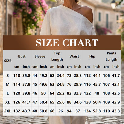 Women's Asymmetrical One-Shoulder Top & Pants Set – Flowy, Pockets & Cinched Waist for Effortless Elegance 👗✨