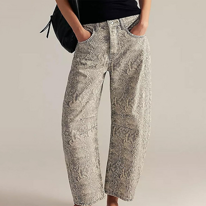 Vintage Print Barrel Leg Jeans