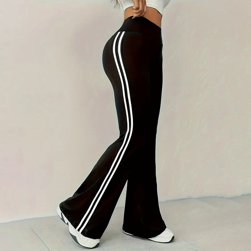 High-Waist Side Stripe Flared Pants