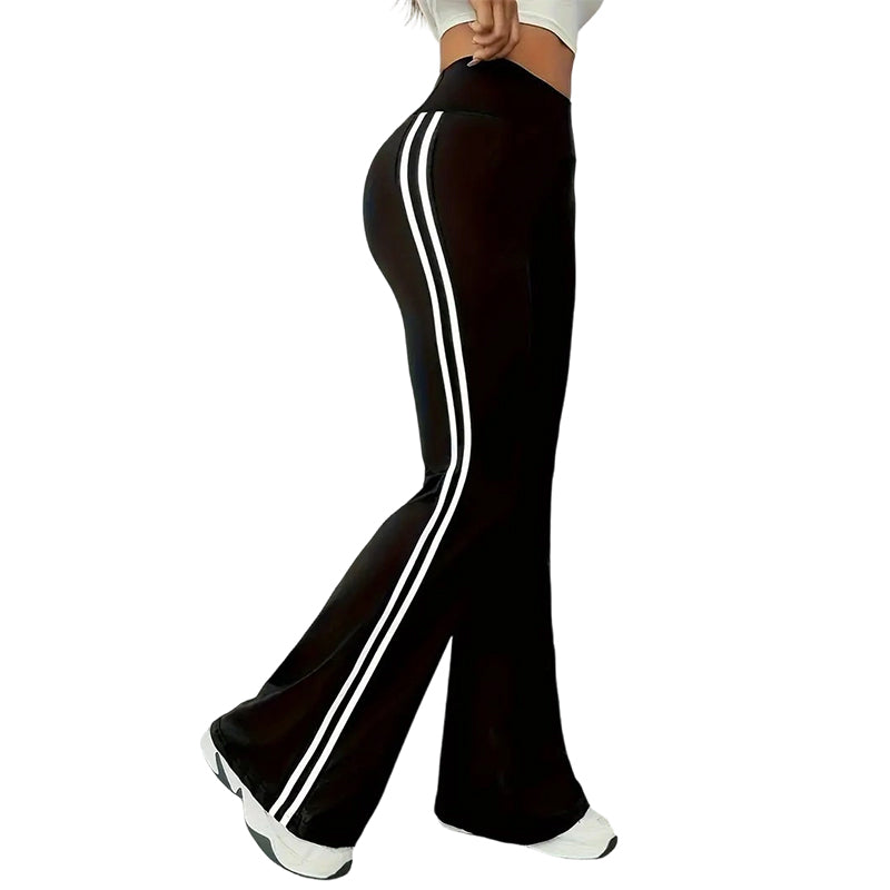 High-Waist Side Stripe Flared Pants