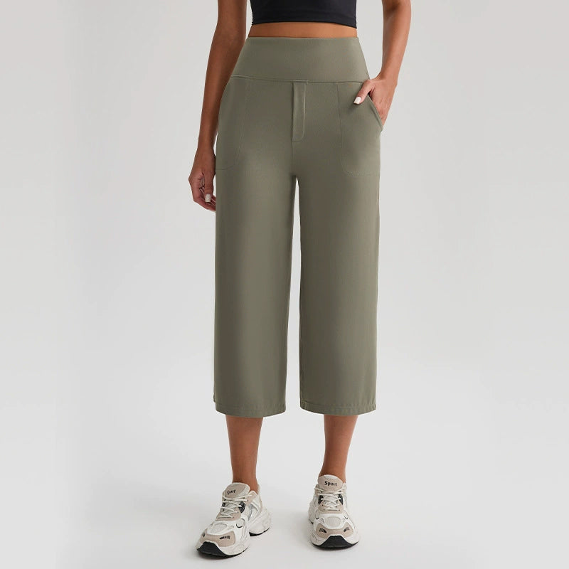 Women's High-Waist Wide-Leg Capri Pants