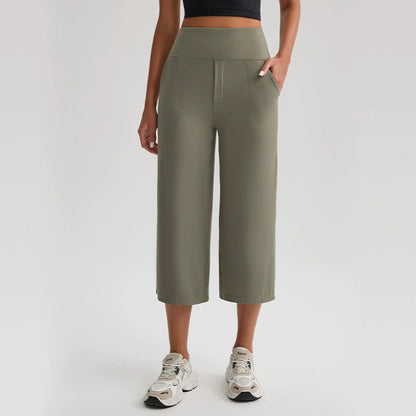 Women's High-Waist Wide-Leg Capri Pants