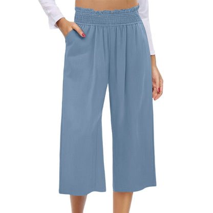 Women's High-Waist Smocked Wide-Leg Pants