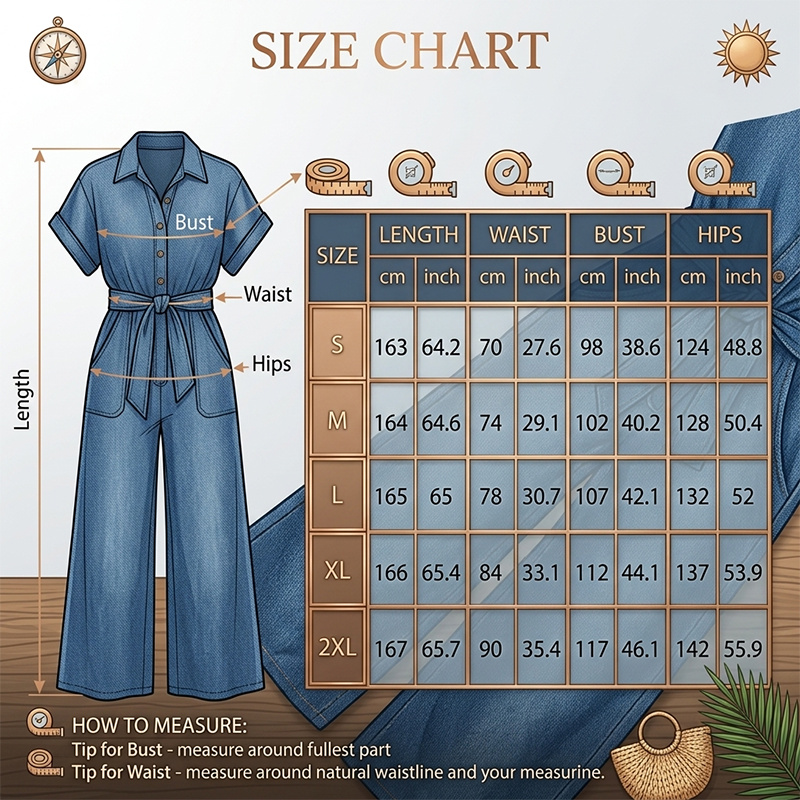 Women's Collared Wide-Leg Denim Jumpsuit
